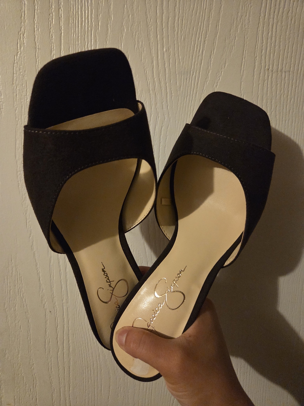 Jessica Simpson Black Suede Slide Sandals